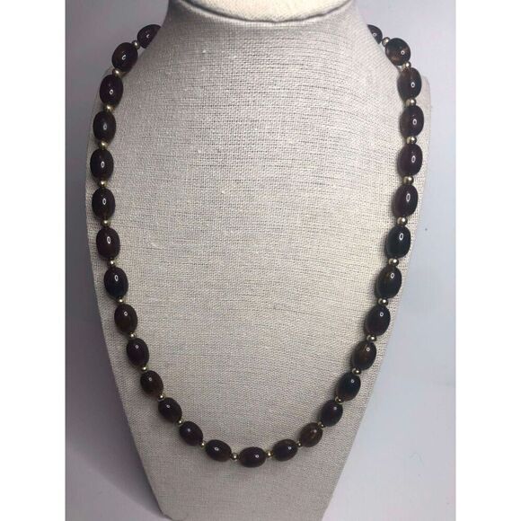 999 Vintage faux amber gold tone beaded necklace 23" long - Picture 1 of 2